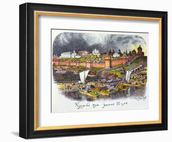 The Moscow Kremlin at the Time of Tsar Ivan III the Great, 1921-Apollinary Vasnetsov-Framed Giclee Print
