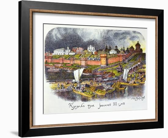 The Moscow Kremlin at the Time of Tsar Ivan III the Great, 1921-Apollinary Vasnetsov-Framed Giclee Print