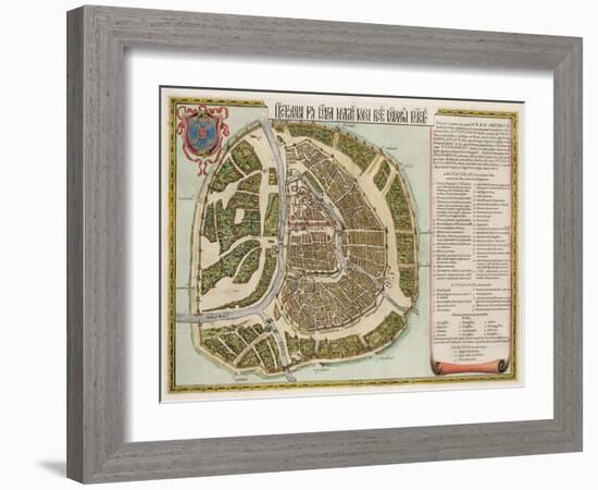 The Moscow Kremlin Map of the 16th Century (Castellum Urbis Moskva), 1662-Willem Janszoon Blaeu-Framed Giclee Print