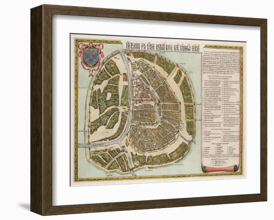 The Moscow Kremlin Map of the 16th Century (Castellum Urbis Moskva), 1662-Willem Janszoon Blaeu-Framed Giclee Print