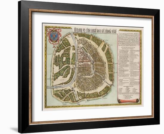 The Moscow Kremlin Map of the 16th Century (Castellum Urbis Moskva), 1662-Willem Janszoon Blaeu-Framed Giclee Print