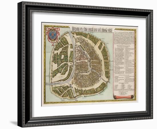 The Moscow Kremlin Map of the 16th Century (Castellum Urbis Moskva), 1662-Willem Janszoon Blaeu-Framed Giclee Print