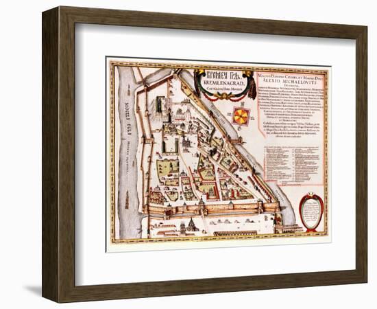 The Moscow Kremlin Map of the 16Th Century (Castellum Urbis Moskvae), 1597 (W/C & Tempera on Paper)-Willem Blaeu-Framed Giclee Print