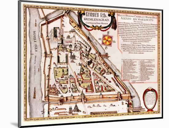 The Moscow Kremlin Map of the 16Th Century (Castellum Urbis Moskvae), 1597 (W/C & Tempera on Paper)-Willem Blaeu-Mounted Giclee Print