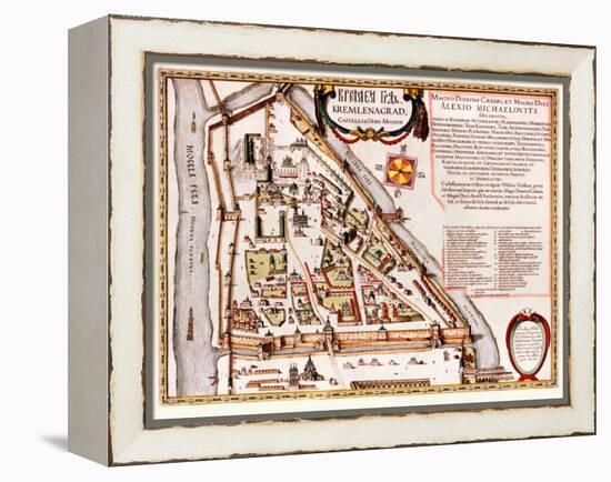 The Moscow Kremlin Map of the 16Th Century (Castellum Urbis Moskvae), 1597 (W/C & Tempera on Paper)-Willem Blaeu-Framed Premier Image Canvas