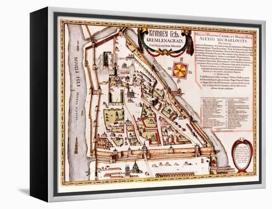 The Moscow Kremlin Map of the 16Th Century (Castellum Urbis Moskvae), 1597 (W/C & Tempera on Paper)-Willem Blaeu-Framed Premier Image Canvas