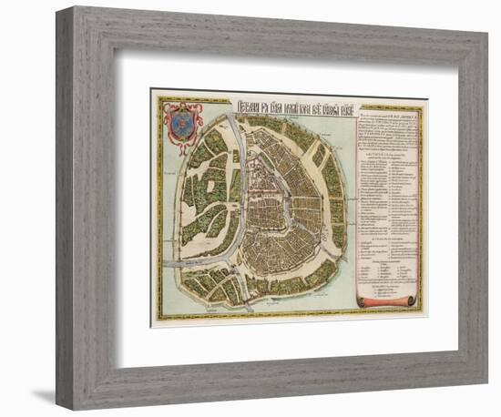 The Moscow Kremlin Map of the 16Th Century (Castellum Urbis Moskvae), 1662 (Copper Engraving & W/C)-Joan Blaeu-Framed Giclee Print