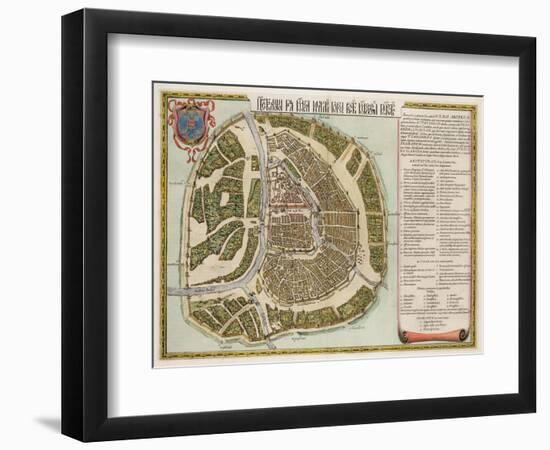 The Moscow Kremlin Map of the 16Th Century (Castellum Urbis Moskvae), 1662 (Copper Engraving & W/C)-Joan Blaeu-Framed Giclee Print