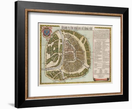 The Moscow Kremlin Map of the 16Th Century (Castellum Urbis Moskvae), 1662 (Copper Engraving & W/C)-Joan Blaeu-Framed Giclee Print