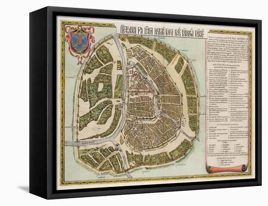 The Moscow Kremlin Map of the 16Th Century (Castellum Urbis Moskvae), 1662 (Copper Engraving & W/C)-Joan Blaeu-Framed Premier Image Canvas