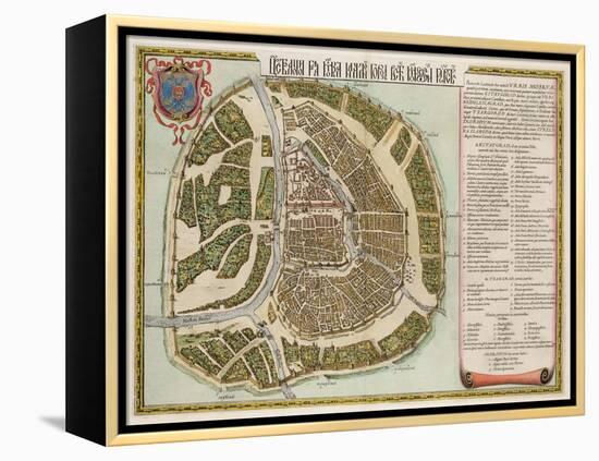 The Moscow Kremlin Map of the 16Th Century (Castellum Urbis Moskvae), 1662 (Copper Engraving & W/C)-Joan Blaeu-Framed Premier Image Canvas