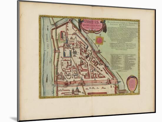 The Moscow Kremlin Map of the 16Th Century (Castellum Urbis Moskvae), C.1600 (Engraving & W/C)-Joan Blaeu-Mounted Giclee Print