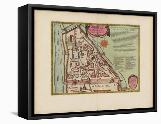 The Moscow Kremlin Map of the 16Th Century (Castellum Urbis Moskvae), C.1600 (Engraving & W/C)-Joan Blaeu-Framed Premier Image Canvas