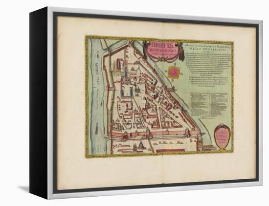 The Moscow Kremlin Map of the 16Th Century (Castellum Urbis Moskvae), C.1600 (Engraving & W/C)-Joan Blaeu-Framed Premier Image Canvas