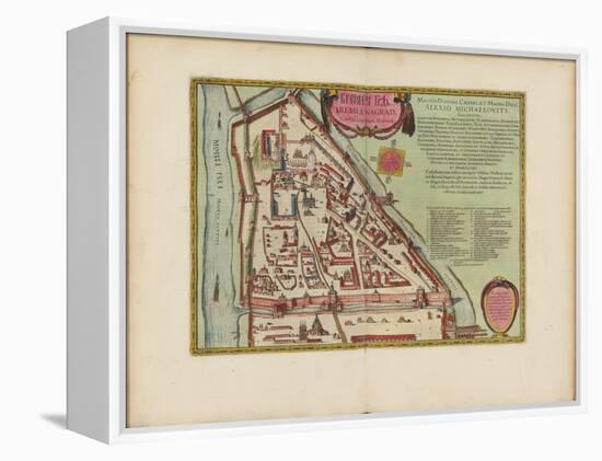 The Moscow Kremlin Map of the 16Th Century (Castellum Urbis Moskvae), C.1600 (Engraving & W/C)-Joan Blaeu-Framed Premier Image Canvas