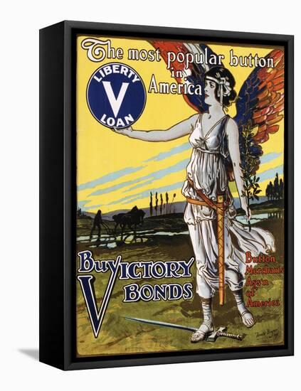 The Most Popular Button in America - Buy Victory Bonds Poster-Arnold Binger-Framed Premier Image Canvas