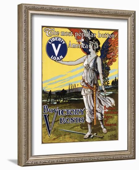 The Most Popular Button in America - Buy Victory Bonds Poster-Arnold Binger-Framed Photographic Print