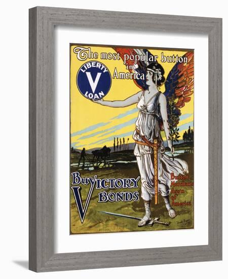 The Most Popular Button in America - Buy Victory Bonds Poster-Arnold Binger-Framed Photographic Print