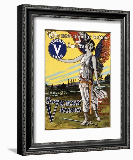 The Most Popular Button in America - Buy Victory Bonds Poster-Arnold Binger-Framed Photographic Print