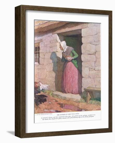 The Mother of John Paul Jones: A Woman Drawn, Sad Face Appeared at the Door; She Picked up the Pack-Newell Convers Wyeth-Framed Giclee Print