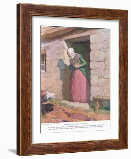 The Mother of John Paul Jones: A Woman Drawn, Sad Face Appeared at the Door; She Picked up the Pack-Newell Convers Wyeth-Framed Giclee Print