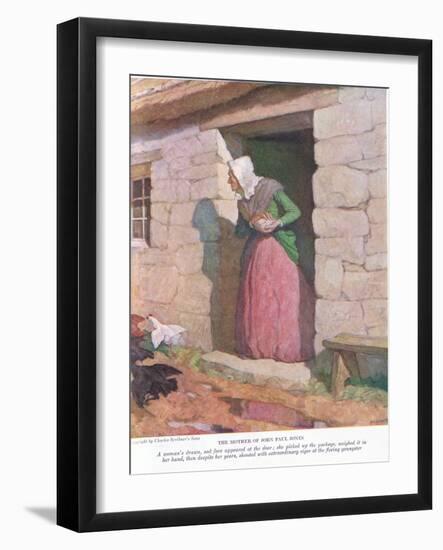 The Mother of John Paul Jones: A Woman Drawn, Sad Face Appeared at the Door; She Picked up the Pack-Newell Convers Wyeth-Framed Giclee Print