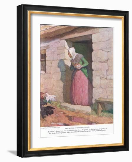 The Mother of John Paul Jones: A Woman Drawn, Sad Face Appeared at the Door; She Picked up the Pack-Newell Convers Wyeth-Framed Giclee Print