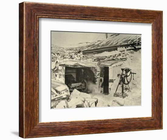 'The Motor Car in the Garage, and Maize-Crusher on the right', c1908, (1909)-Unknown-Framed Photographic Print