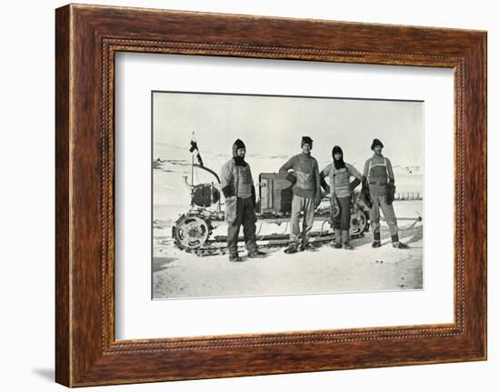 'The Motor Party (Left to right - Lashly, B.C. Day, Lieut. Evans, Hooper)', October 1911, (1913)-Herbert Ponting-Framed Photographic Print