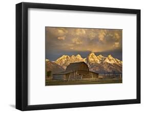 The Moulton Barn on Mormon Row Stands before a Fiery Sunrise in Grand Teton National Park, Wyoming-Mike Cavaroc-Framed Photographic Print