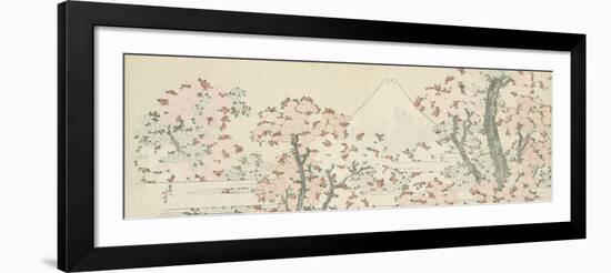 The Mount Fuji with Cherry Trees in Bloom-Katsushika Hokusai-Framed Giclee Print