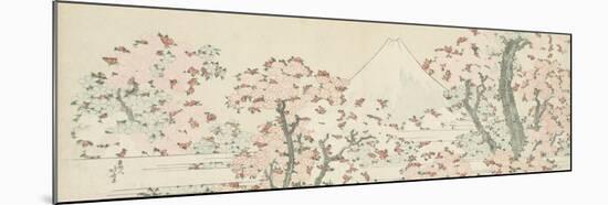 The Mount Fuji with Cherry Trees in Bloom-Katsushika Hokusai-Mounted Giclee Print