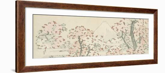 The Mount Fuji with Cherry Trees in Bloom-Katsushika Hokusai-Framed Giclee Print