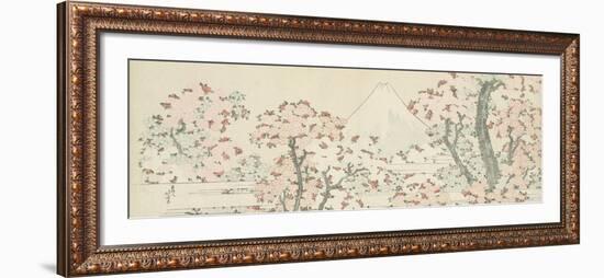 The Mount Fuji with Cherry Trees in Bloom-Katsushika Hokusai-Framed Giclee Print