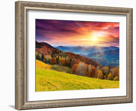 The Mountain Autumn Landscape with Colorful Forest-Creative Travel Projects-Framed Photographic Print