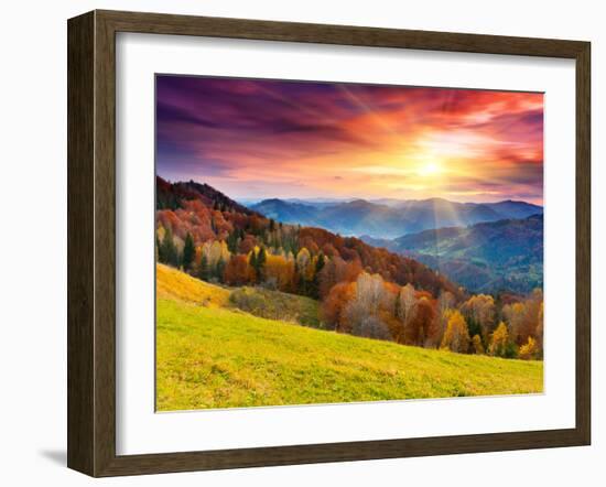 The Mountain Autumn Landscape with Colorful Forest-Creative Travel Projects-Framed Photographic Print