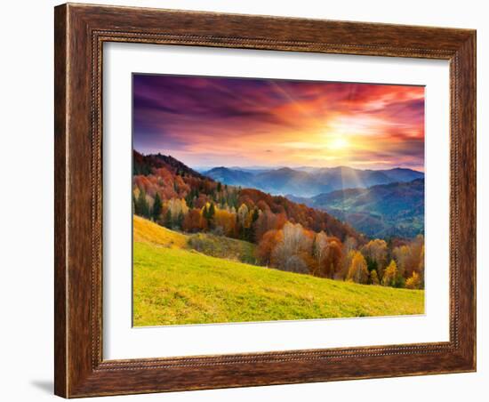 The Mountain Autumn Landscape with Colorful Forest-Creative Travel Projects-Framed Photographic Print