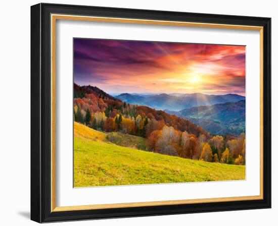 The Mountain Autumn Landscape with Colorful Forest-Creative Travel Projects-Framed Photographic Print