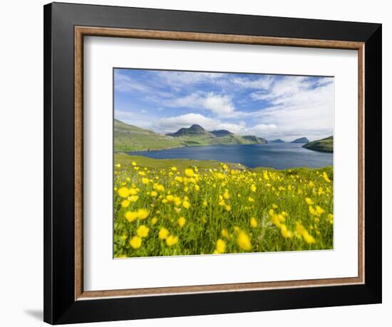 The mountains and cliffs of Streymoy with the Vestmannasund. Denmark, Faroe Islands-Martin Zwick-Framed Photographic Print