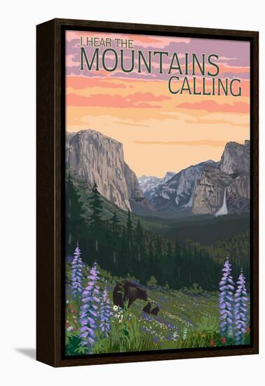 The Mountains Calling - National Park WPA Sentiment-Lantern Press-Framed Stretched Canvas