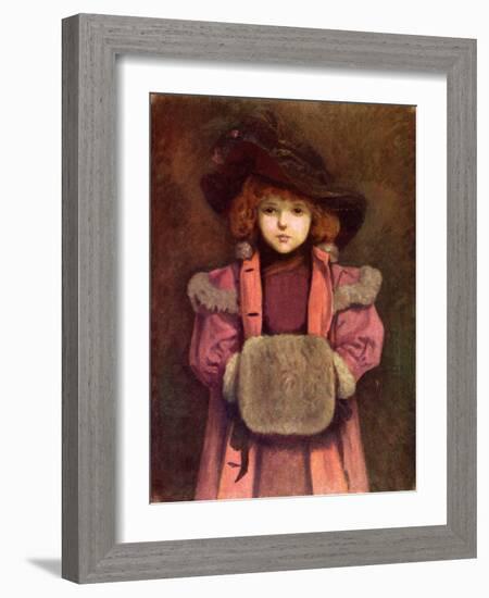 'The muff' (unfinished) by Kate Greenaway-Kate Greenaway-Framed Giclee Print