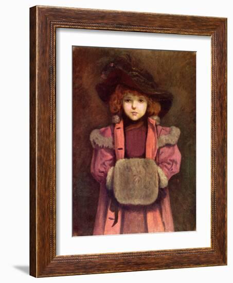 'The muff' (unfinished) by Kate Greenaway-Kate Greenaway-Framed Giclee Print
