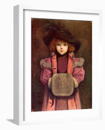 'The muff' (unfinished) by Kate Greenaway-Kate Greenaway-Framed Giclee Print