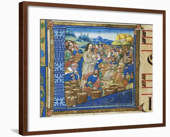 The Multiplying of the Loaves and Fishes, a Miniature from a Medieval Antiphonary-null-Framed Giclee Print