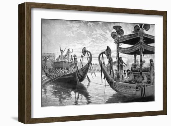 The Mummy of Tutankhamun Crossing the Nile for the Last Time, Egypt, 1325 BC (1933-193)-Fortunino Matania-Framed Giclee Print
