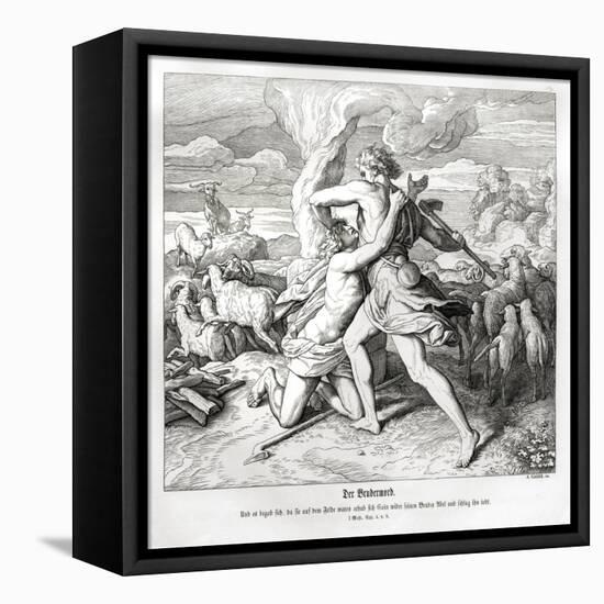 The murder of Abel by his brother Cain, Genesis-Julius Schnorr von Carolsfeld-Framed Premier Image Canvas