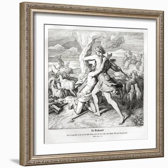 The murder of Abel by his brother Cain, Genesis-Julius Schnorr von Carolsfeld-Framed Giclee Print