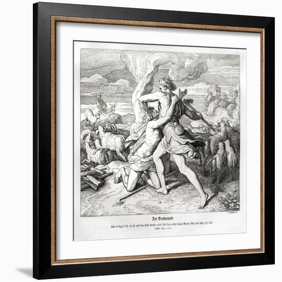 The murder of Abel by his brother Cain, Genesis-Julius Schnorr von Carolsfeld-Framed Giclee Print