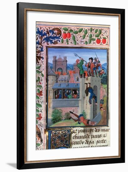 The Murder of Etienne Marcel, 1358, (Mid-15th Centur)-Loyset Liedet-Framed Giclee Print