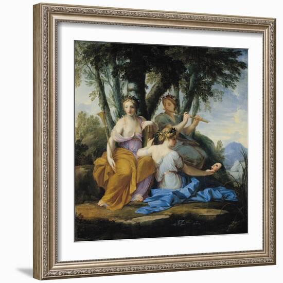 The Muses, Clio, Euterpe and Thalia, circa 1652-55-Eustache Le Sueur-Framed Giclee Print